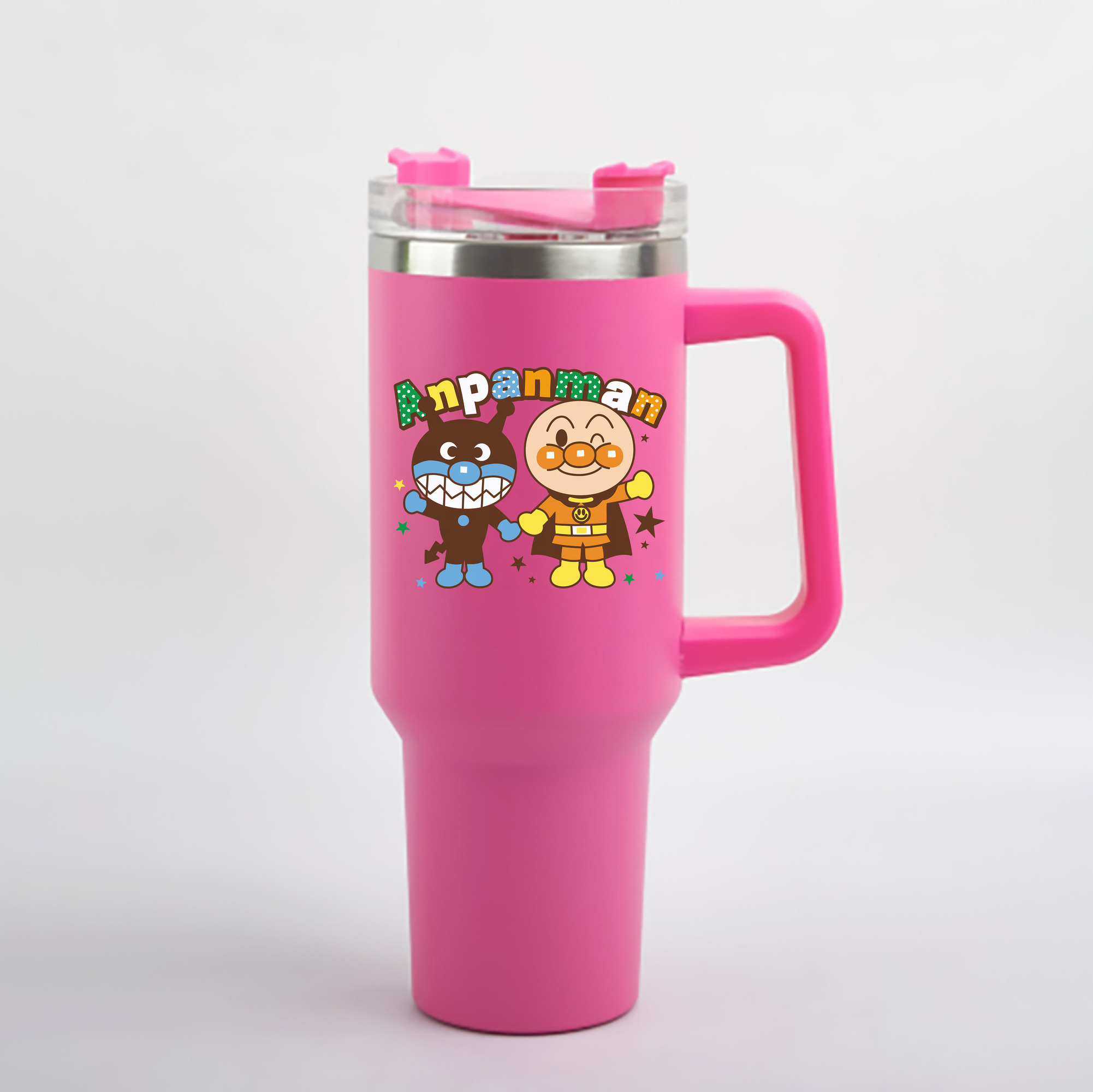 （画像用） アンパンマン Anpanman 1200mL車用タンブラー - クリスタルステッカー（プラスチックストロー付き）
